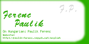 ferenc paulik business card